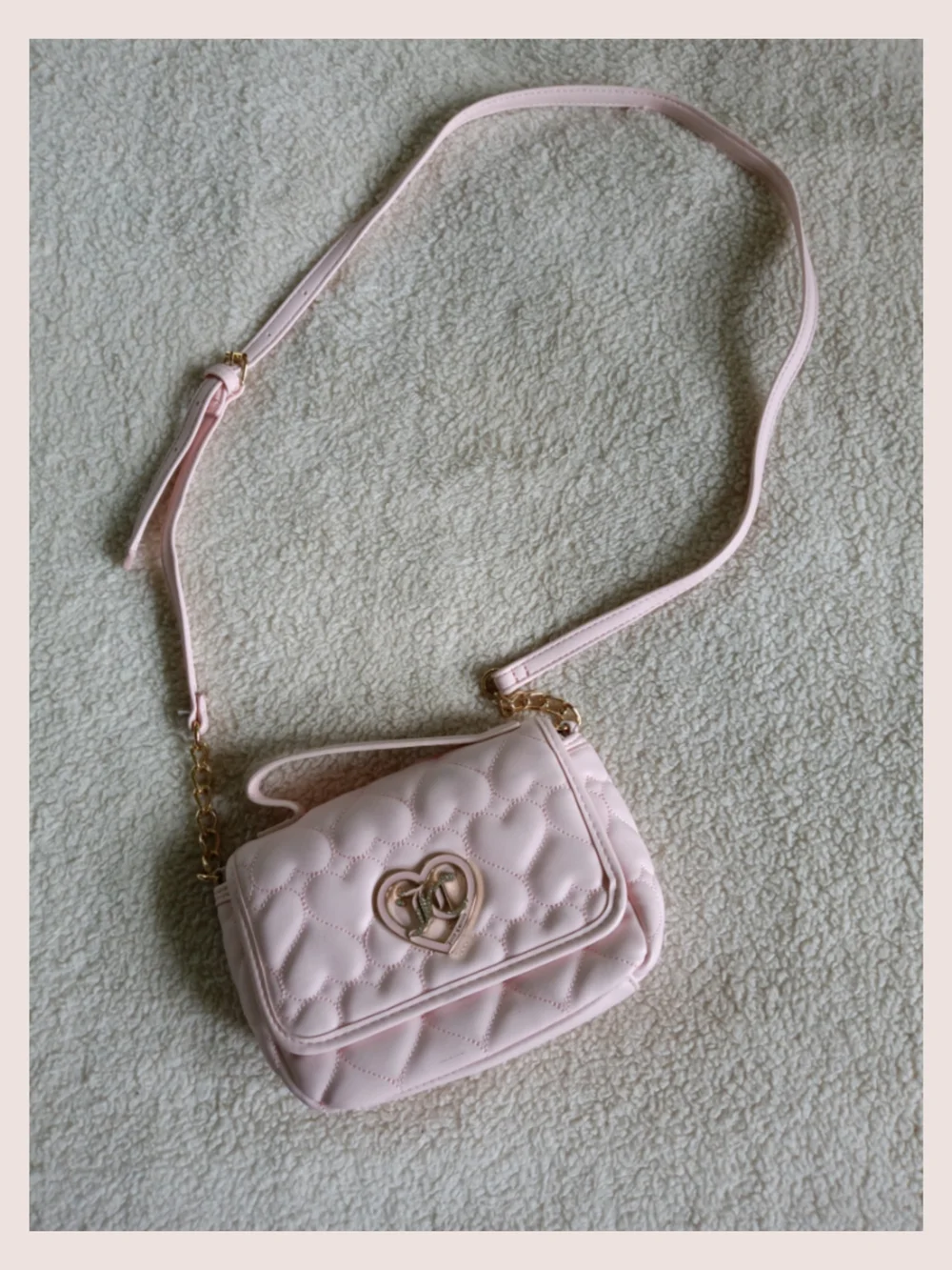 Quilted Y2K Coquette Juicy Couture Light Pink Heart Crossbody Bag